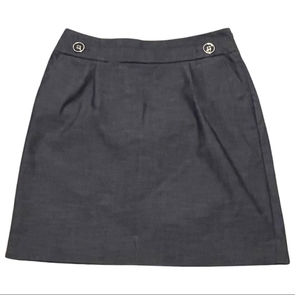Loft Skirt Women's 6 Blue Dark Wash Lightweight Midi Pockets Waist Button Detail - Picture 1 of 12